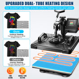 WHUBEFY Heat Press,5 in 1 Multifunctional Tshirt Printing Machine 15"x12" Digital Industrial Heat Transfer Machine,Swing Away Sublimation Heat Press Whubefy