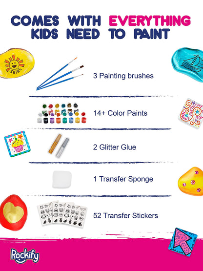Li'l-Gen Rock Painting Kit for Kids and Mini Ceramic Tile Painting Kit -  Arts and Crafts for Kids Ages 6-12 - DIY Craft Kits for Boys and Girls 