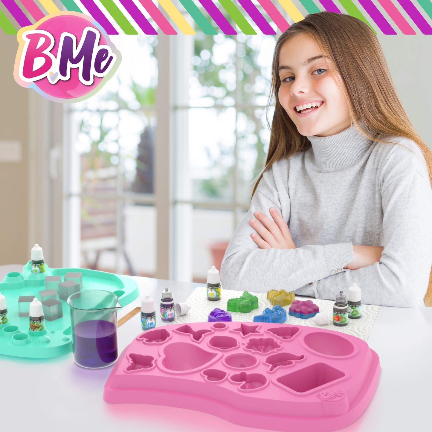 B Me Beginner Soap Making Craft Kits for Kids Girls Ages 6+ | Make 15+ Soap Shapes with 5 Different Scents | Make Your Own Soap Science Kits Toys