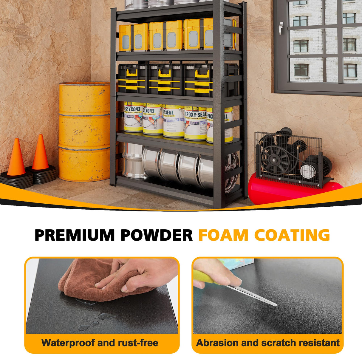 SFTORMAS 23.6" D X 47.2" W X 72" H Garage Shelving,5 Tier Adjustable Metal Shelving,Heavy Duty Garage Storage Shelving for for Garage Warehouse SFTORMAS