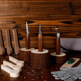 Gisafai 15 Pcs Spoon Carving Kit Wood Whittling Kit Includes 3 Wood Carving Knife 8 Wooden Spoon Blank and Gloves, Unfinished Wood Carving Spoon Kit Gisafai