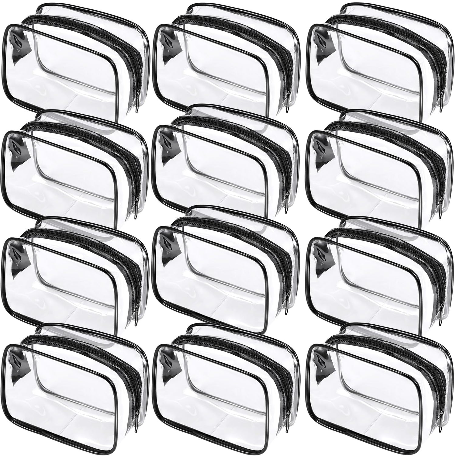 Weewooday 12 Pieces Clear Cosmetics Bag PVC Zippered Clear Toiletry Carry Pouch Portable Cosmetic Makeup Bag Waterproof Makeup Bag Vinyl Plastic Weewooday