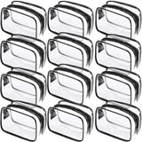 Weewooday 12 Pieces Clear Cosmetics Bag PVC Zippered Clear Toiletry Carry Pouch Portable Cosmetic Makeup Bag Waterproof Makeup Bag Vinyl Plastic Weewooday