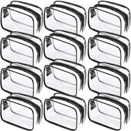 Weewooday 12 Pieces Clear Cosmetics Bag PVC Zippered Clear Toiletry Carry Pouch Portable Cosmetic Makeup Bag Waterproof Makeup Bag Vinyl Plastic Weewooday
