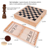 Juegoal 4-in-1 Wooden Fast Sling Puck Set for Kids and Adults, Chess, Checkers, Tic Tac Toe Games, Travel Portable Folding Tabletop Chess Board Game Juegoal