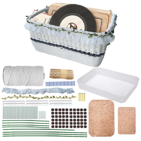 AOUXSEEM Macrame Weaving Storage Basket DIY Kit with Handles for Organising Home Spaces AOUXSEEM