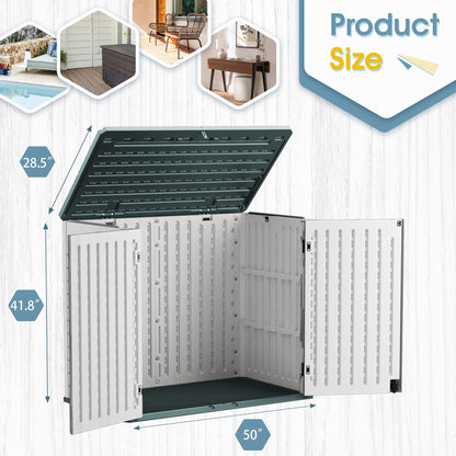 Homall Resin Outdoor Storage Shed 28 Cu Ft Horizontal Outdoor Storage Cabinet, Weather Resistant Resin Tool Shed, Multi-Purpose Shed Lockable Outdoor