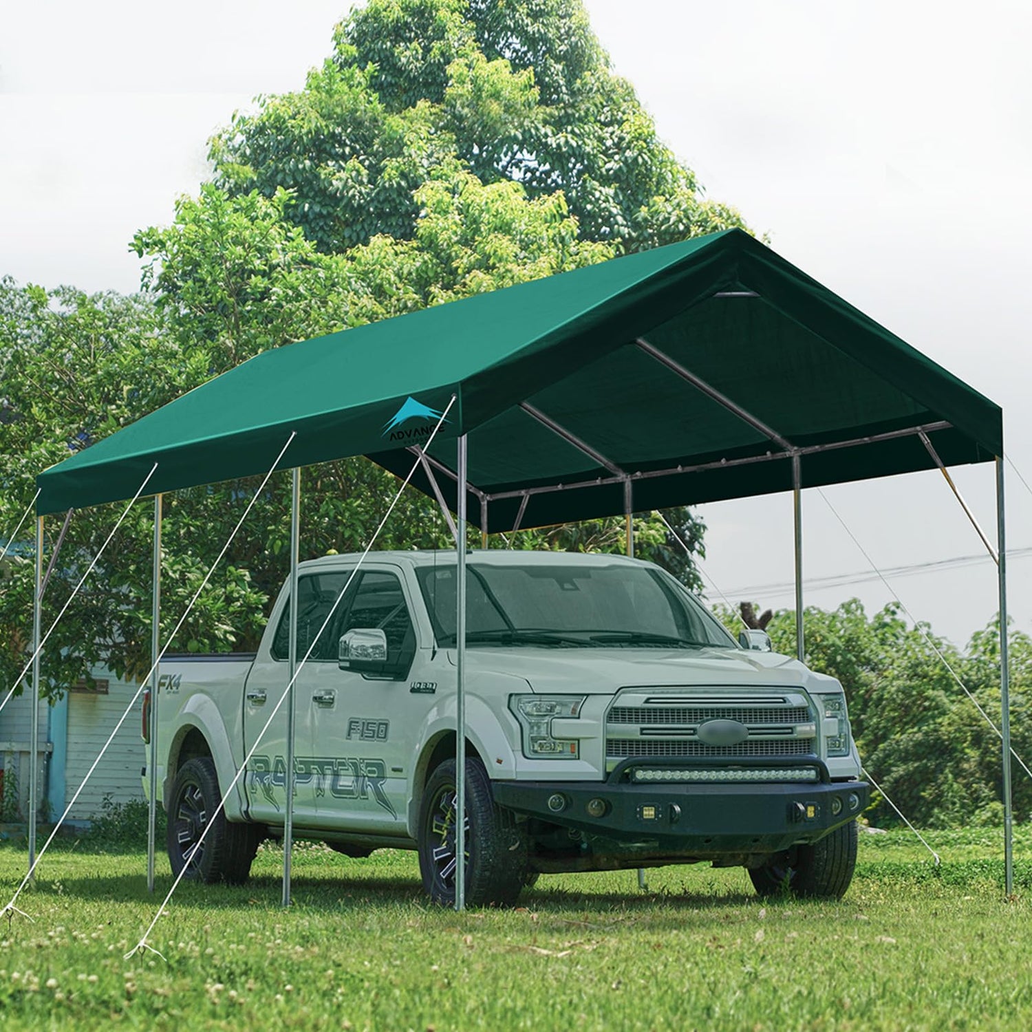 ADVANCE OUTDOOR 12x20 ft Heavy Duty Carport Car Canopy Garage Boat Shelter Party Tent, Adjustable Peak Height from 9.5ft to 11ft, Green ADVANCE OUTDOOR