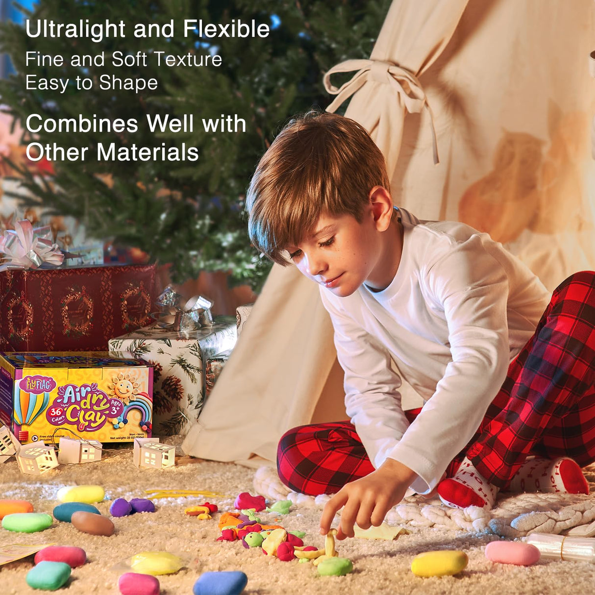 Air Dry Clay 36 Colors, Soft & Ultra Light, Modeling Clay for Kids with Accessories, Tools and Tutorials FLY FLAG