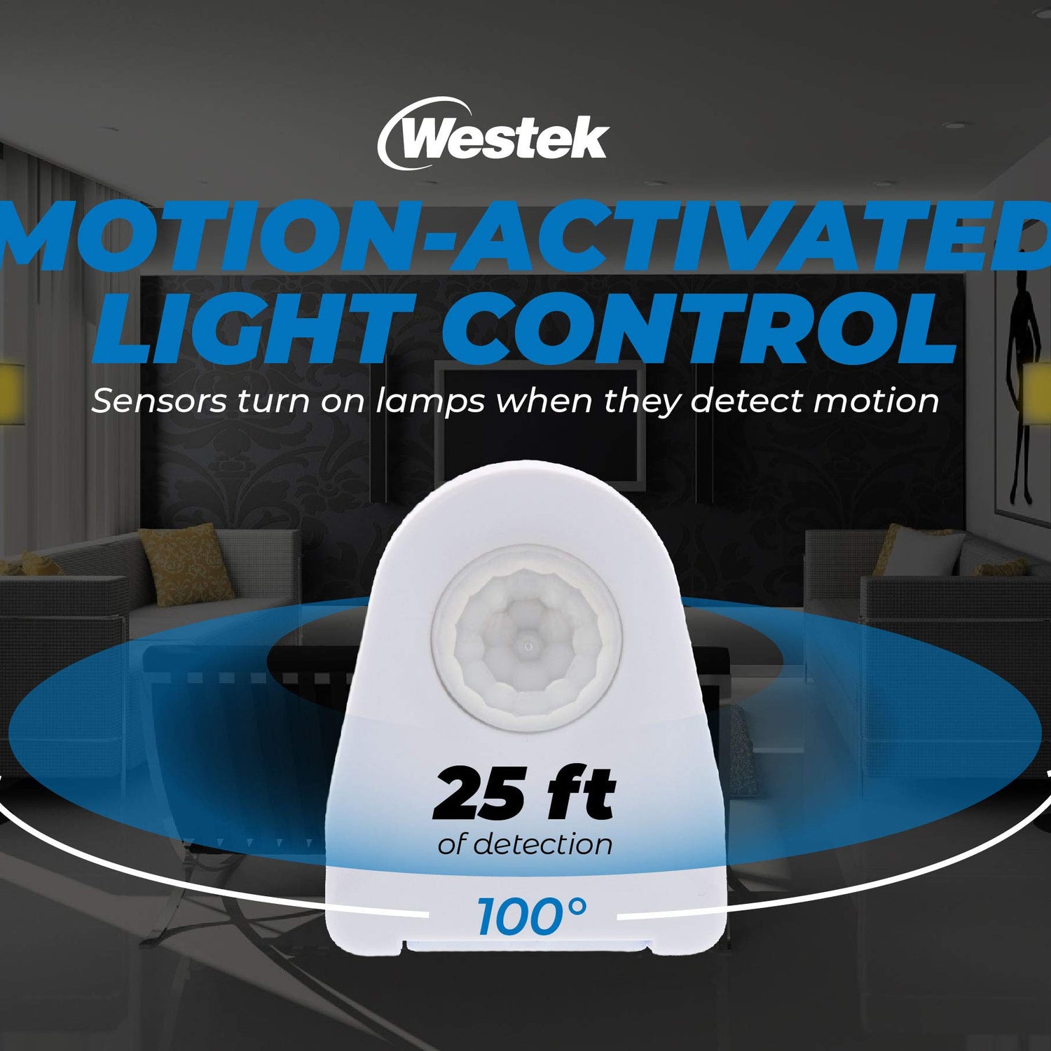 Westek Plug In Motion Sensor Outlet Light Control, 2 Pack - Indoor Motion Sensor Device Activates Lights When Motion is Detected - Ideal for Dark Westek