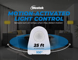 Westek Plug In Motion Sensor Outlet Light Control, 2 Pack - Indoor Motion Sensor Device Activates Lights When Motion is Detected - Ideal for Dark Westek