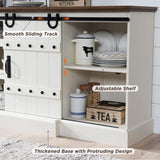 OKD 75" Sideboard Buffet Cabinet with Storage, Farmhouse TV Stand w/Sliding Barn Door, Rustic Long Coffee Bar, Large Buffet Table for Dining Room, OKD