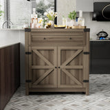 JUMMICO Coffee Bar Cabinet Farmhouse Kitchen Sideboard Buffet Cabinet with Drawer and Adjustable Shelf Barn Door Storage Cabinet for Kitchen, Dining JUMMICO