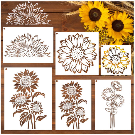 Large Sunflower Stencils Painting on Wood Wall 14.5 X 11 inch Paint for Kids Adult Art Crafts Projects Drawing Reusable Burning Pattern for Canvas yhslmh
