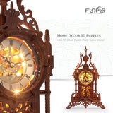 3D Wood Puzzle Clock Tower with LED Light - FUNPOLA DIY Home Décor Model FUNPOLA