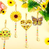 Tradder 6 Pcs 5D Sunflower Wind Chimes Kit Double Sided Butterfly Ornaments with Pendant for Summer Home Garden Hanging Ornament (2) Tradder