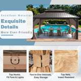 MELLCOM 10' X 13' Hardtop Gazebo Galvanized Steel Outdoor Gazebo Canopy Double Vented Roof Pergolas Aluminum Frame with Netting and Curtains for MELLCOM