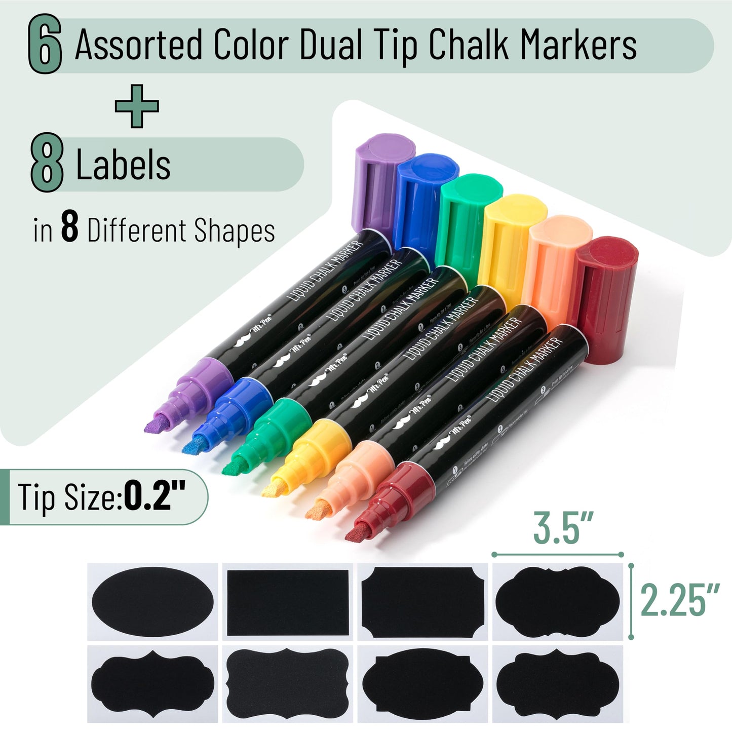 Mr. Pen- Chalk Markers, 6 Pack, Assorted Colors, 8 Labels, Chalkboard Markers, Liquid Chalk Markers for Chalkboard, Chalk Pens, Chalk Marker, Glass