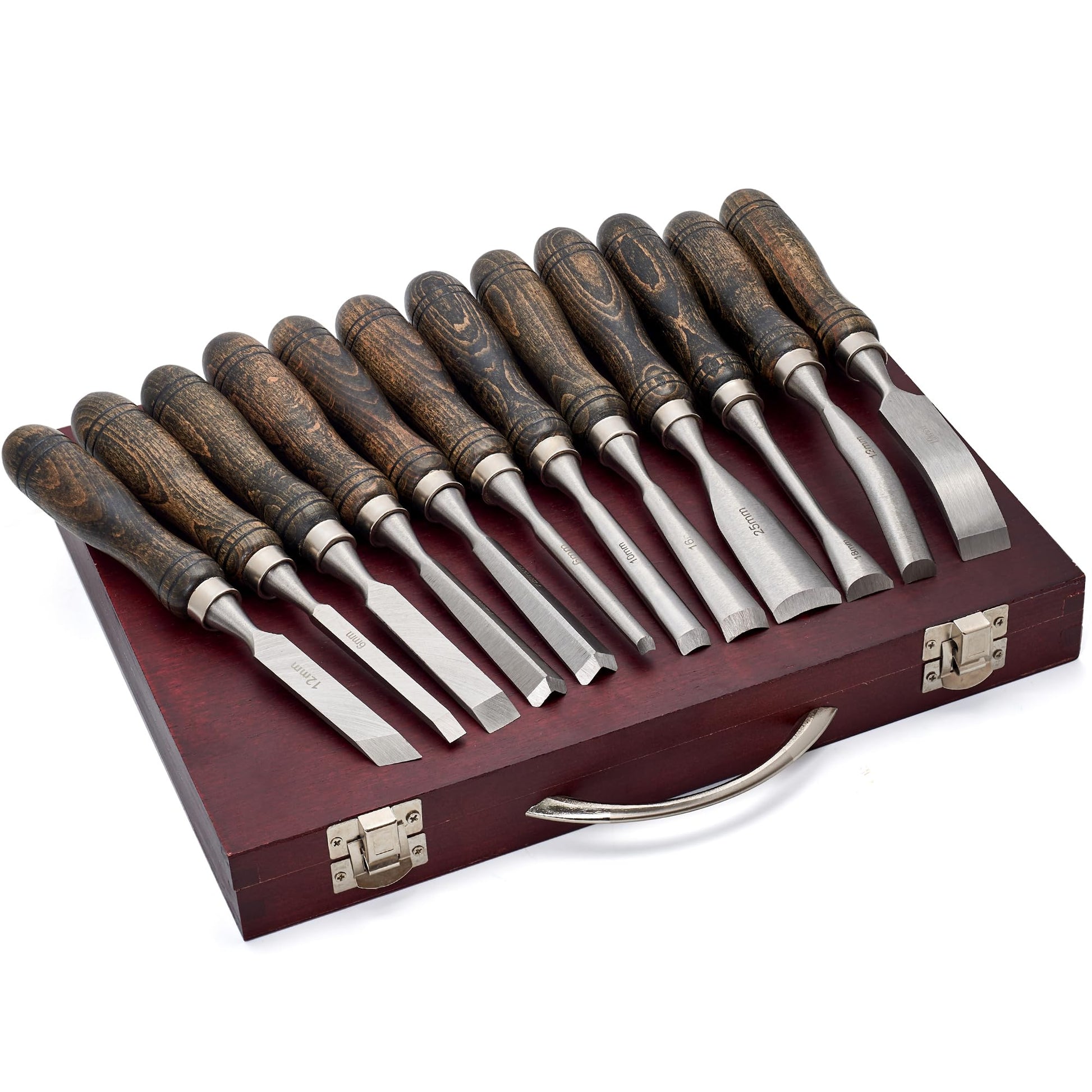 SELFIE CAT Chisel set,Chisel set for wood, 12 Piece Professional Black Walnut Chisel set for woodwork, Chisel set for beginners and - WoodArtSupply