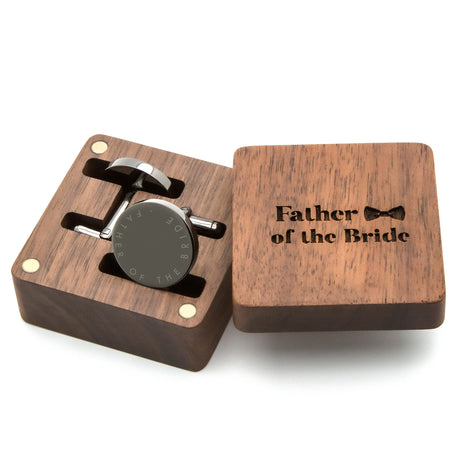 MUUJEE Cufflinks with Engraved Wood Gift Box (Father of the Bride) MUUJEE