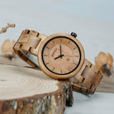BEWELL Wood Watches for Women, Handmade Wooden Watch with Lightweight Adjustable Wood Band, Natural Casual Fashion Quartz Wristwatch BEWELL