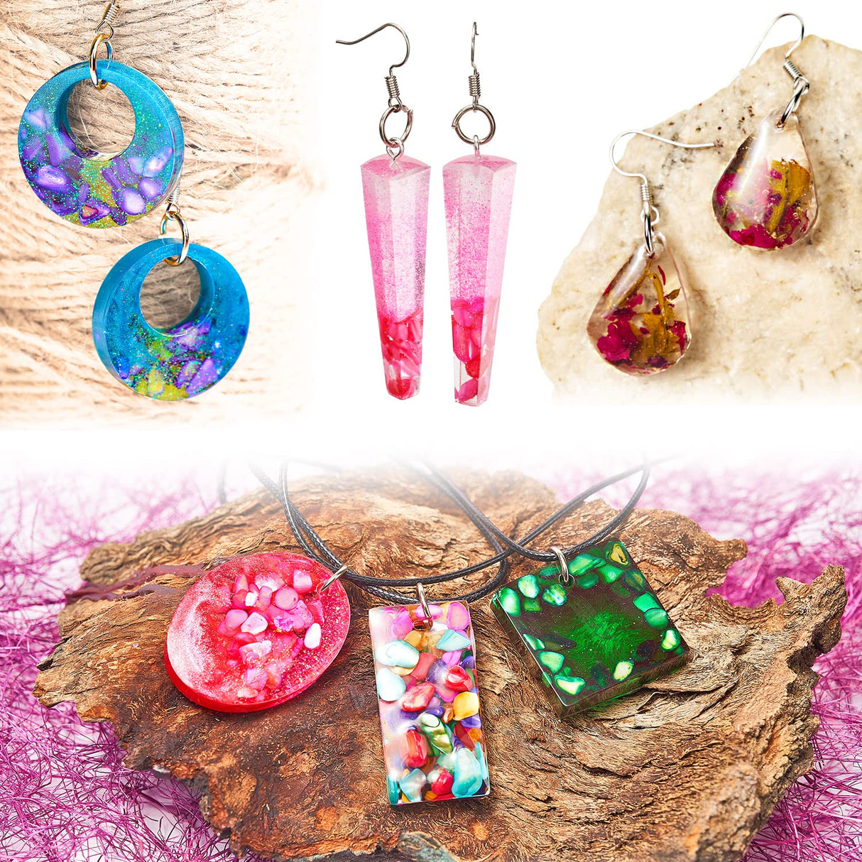 ALEXES Resin Accessories Decoration - Resin Keychain Kit - Resin Decoration Accessories Kit - Epoxy Resin Jewelry Making Supplies - Resin Earring ALEXES