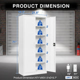 BYNSOE Metal Storage Cabinet with 5 Adjustable Shelves and Lock Metal Garage Cabinets with Locking Door, Steel Classic Storage Cabinet for Home, BYNSOE