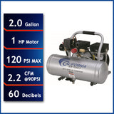 California Air Tools 2010A Ultra Quiet and Oil-Free 1.0 HP 2.0-Gallon Aluminum Tank Air Compressor,Silver California Air Tools