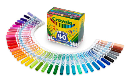 Crayola Ultra Clean Washable Markers (40 Count), Coloring Markers for Kids, Art Supplies, Holiday Gifts for Kids, Stocking Stuffers, 3+ Crayola