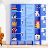 INTERGREAT Metal Lockers for Employees, 3 Door Storage Locker, Tall Steel Locker Cabinet for School, Office, Home, Gym, Kid Room, with Mirror (Blue, INTERGREAT
