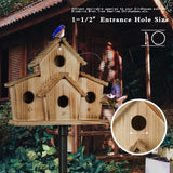 Bird Houses for Outside,Bluebird Finch 4 Room Outdoor Bird Houses for Garden, Up to 4 Bird Families, Large Hole for Bird Families' Needs NATUREYLWL
