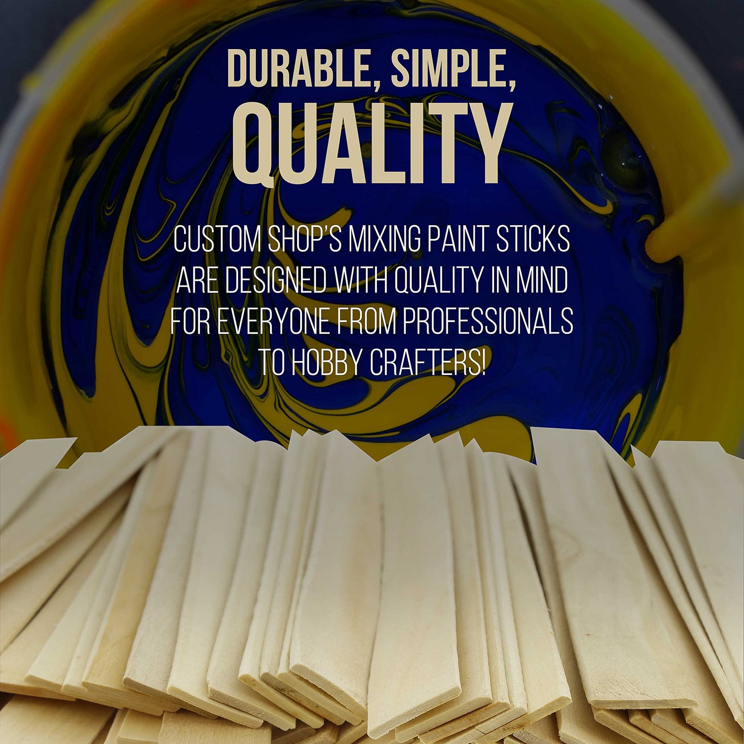Custom Shop Craft and Paint Sticks - (Pack -100 Sticks) 12" Inch Premium Grade Wood Stirrers/Paddles - Use for Wood Crafts - Paddle to Mix Epoxy Custom Shop