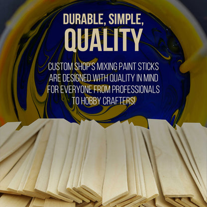 Custom Shop Craft and Paint Sticks - (Pack -100 Sticks) 12" Inch Premium Grade Wood Stirrers/Paddles - Use for Wood Crafts - Paddle to Mix Epoxy - WoodArtSupply