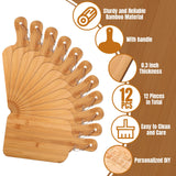 12 Packs Cutting Board Set Plain Chopping Board with Handles Large Serving Board Wooden Kitchen Cutting Board Bulk for Vegetables Meat Pizza Cheese Patelai