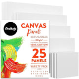 Chalkola Artist Bundle: 28 Watercolor Brush Pens + 25 Canvases Variety Pack Chalkola