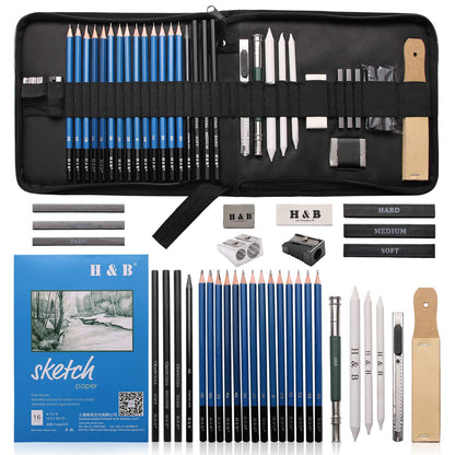 AONLSKH Sketching and Drawing Pencils Set-35pcs,Art Supplies Drawing Kit,Graphite Charcoal Professional Pencils Set, Kids & Adults (35PCS) - WoodArtSupply