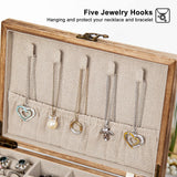 Pinzoveco Jewelry Box for Women, Rustic Wooden Jewelry Organizer Box for Storage Earrings Rings Necklace Bracelet, Farmhouse Style Wood Jewelry Boxes Pinzoveco