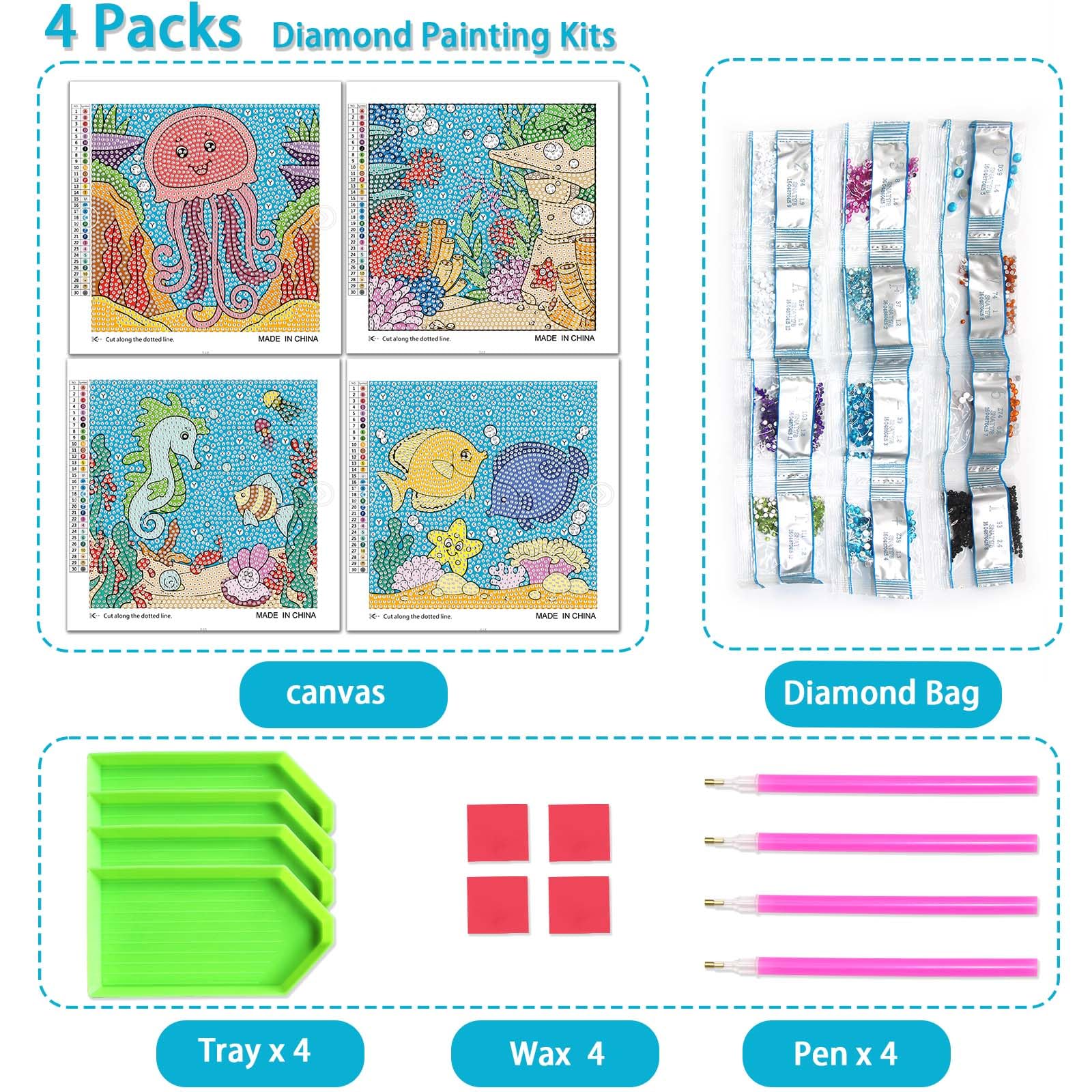 Sloikey Diamond Painting Kits for Kids Suit for Kids Ages 6-8-9-12 and  Beginners,Diamond Art Gem by Number Kits Arts and Crafts Kits (4PCS) (sea  Animal) – WoodArtSupply