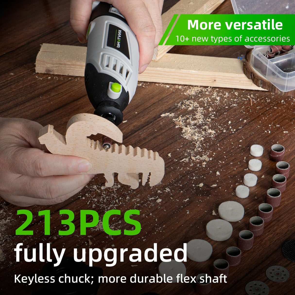 PHALANX 180W Rotary Tool Kit, 1.5-Amp 6 Variable Speed with Flex Shaft, 8000-35000RPM Rotary Multi-Tool& 213pcs Accessories Kit, Power Multiuse Set PHALANX