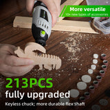 PHALANX 180W Rotary Tool Kit, 1.5-Amp 6 Variable Speed with Flex Shaft, 8000-35000RPM Rotary Multi-Tool& 213pcs Accessories Kit, Power Multiuse Set PHALANX