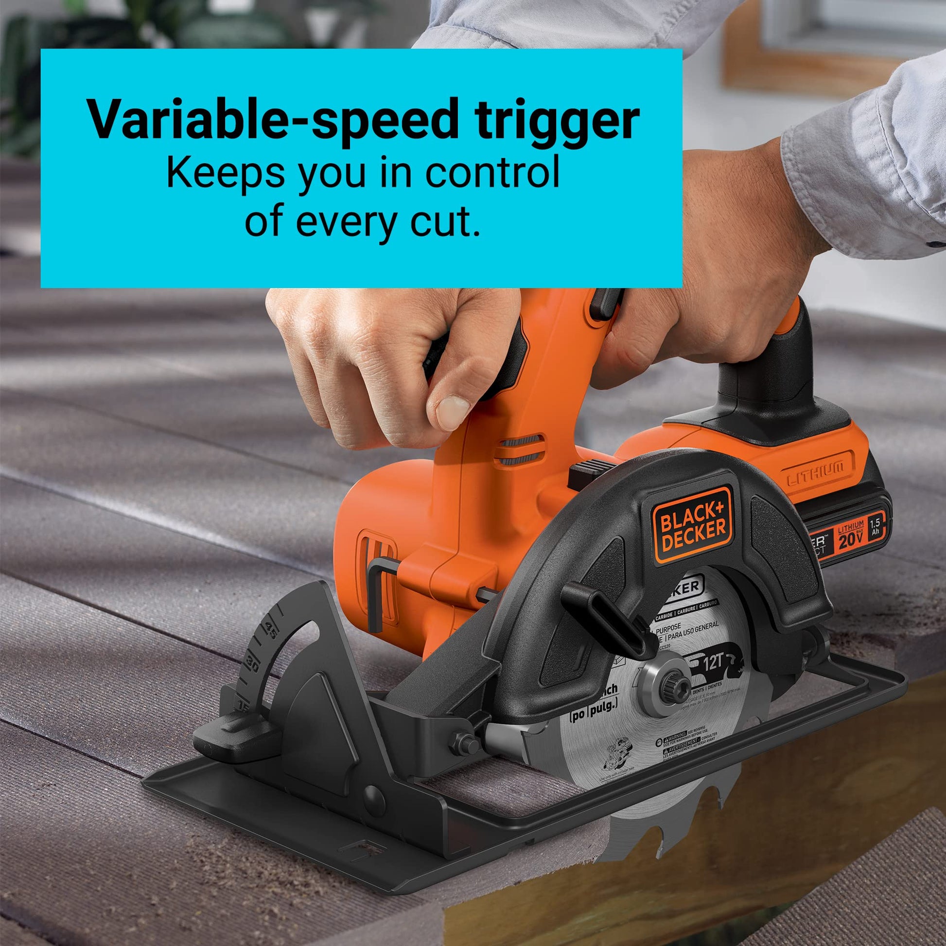 BLACK+DECKER 20V MAX Cordless Circular Saw, 5-1/2 inch, with Battery and Charger (BDCCS20C) - WoodArtSupply