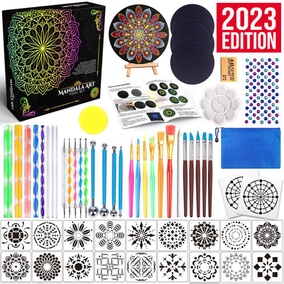 Insnug Mandala Dotting Tools Painting Kit - Rock Dot Paint Stencils Tool Set Art Craft Supplies Kits Tray Brush Zipper Pen for Nail Stone Mandala