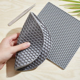 GORGECRAFT 2 Styles Silicone Doming Mats Round Square Resin Doming Mats Heat Resistant Synthetic Rubber Honeycomb Gray Pads Trays Tweezer for DIY GORGECRAFT