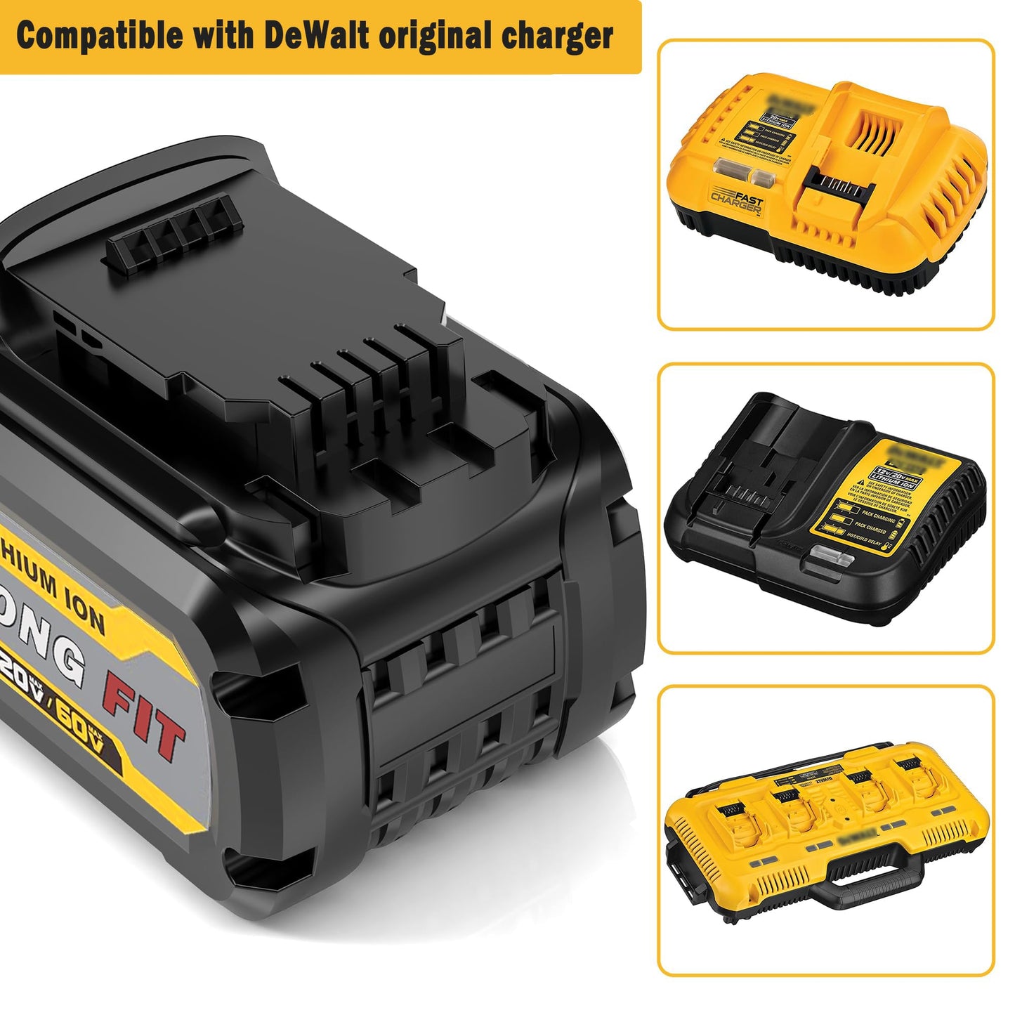 DCB609 60V/20V Replace for DEWALT Battery 9.0AH, Compatible with DeWalt 20V/60V Power Tools and DeWalt 20v 60v Battery Chargers - WoodArtSupply