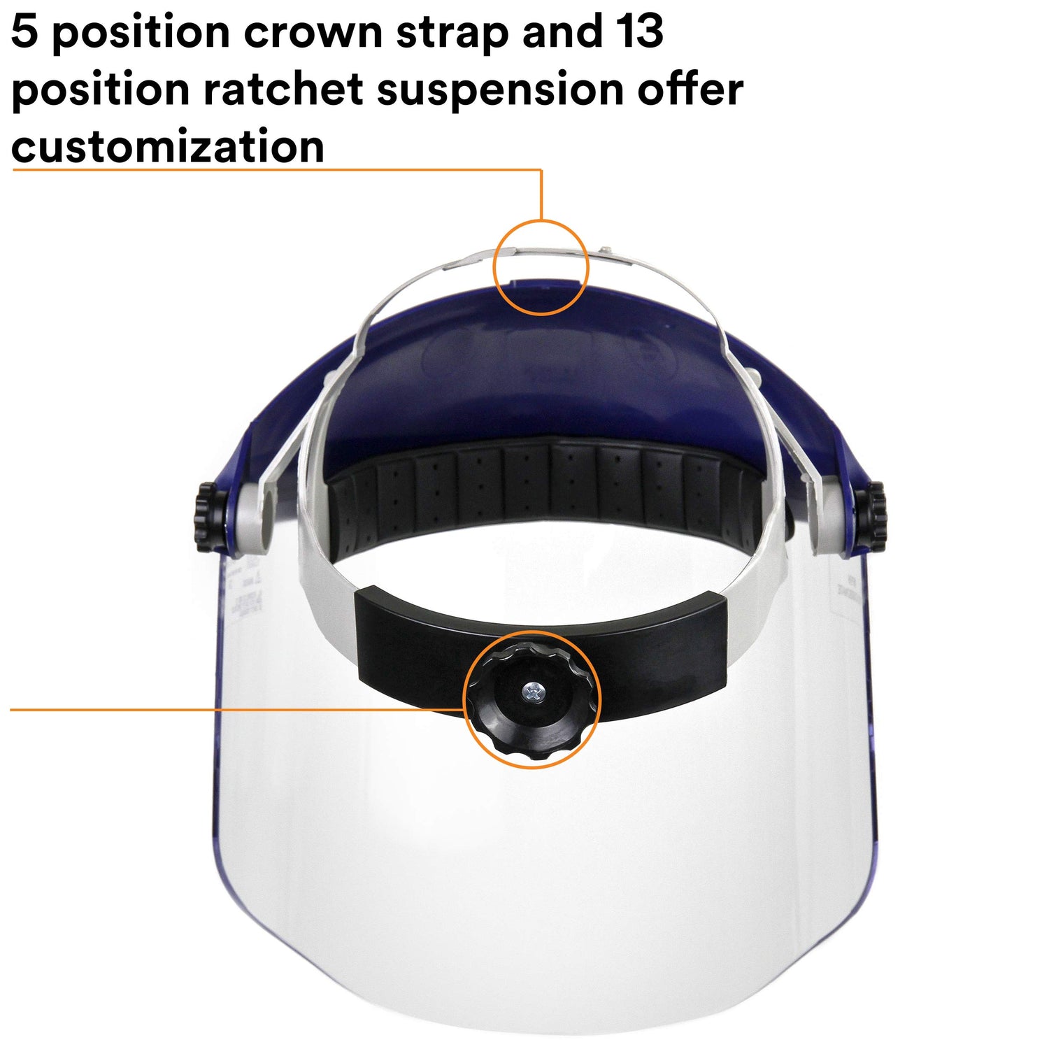 3M H8A Ratchet Headgear and Visor Combination with 3M WP96 Clear Polycarbonate Faceshield, Complete Headgear and Face Shield Safety System, ANSI Z87, 3M Personal Protective Equipment