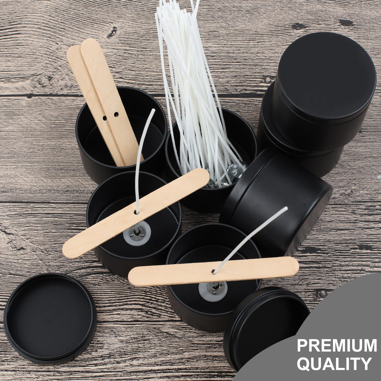 DINGPAI 24 Pcs Black Candle Tins, 4 oz Black Empty Candle Tin with Lids for DIY Candles Making, Matte Full Black Candle Jars for Candle Making, DINGPAI