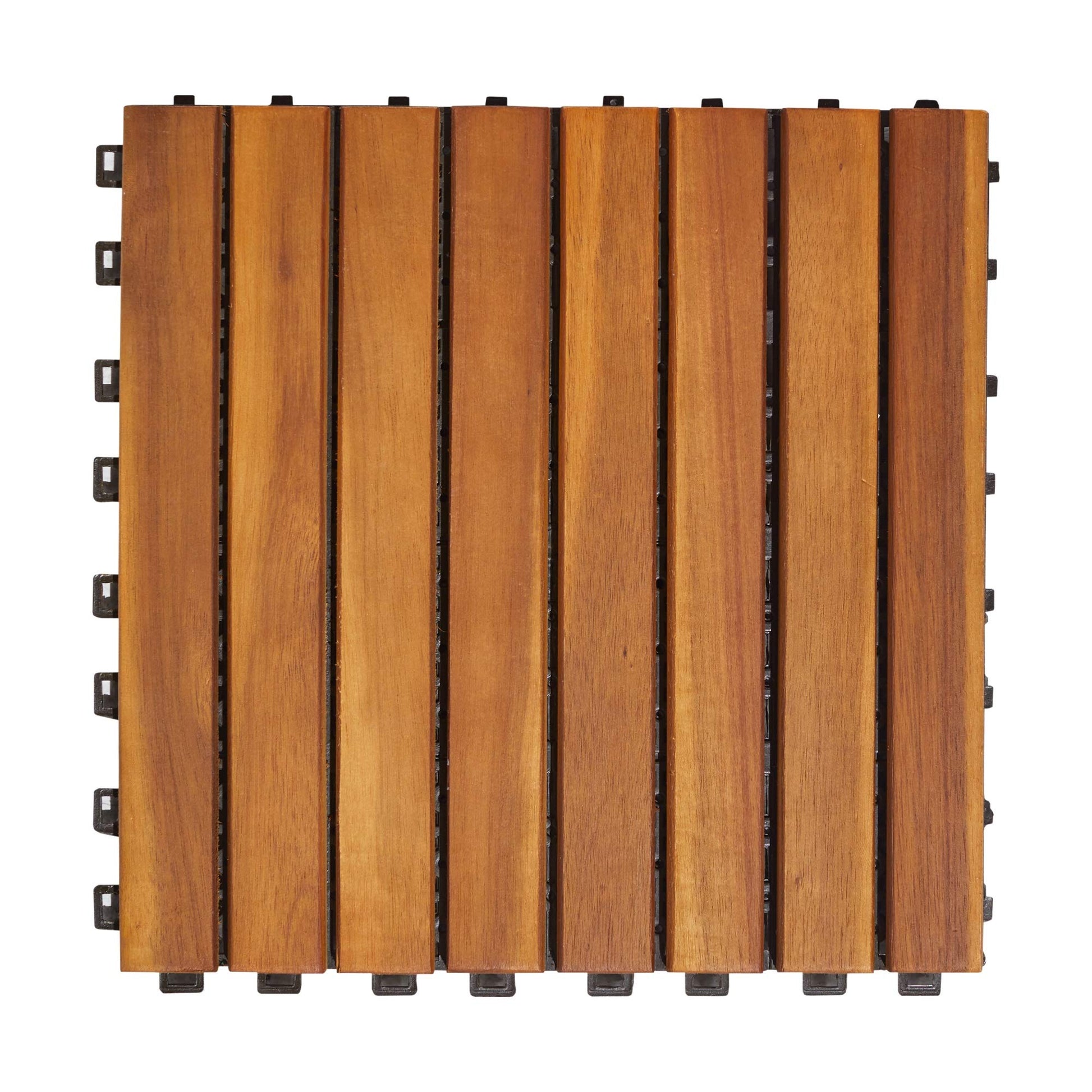 VIFAH V355 8-Slat Acacia Hardwood Interlocking Deck Tile - WoodArtSupply