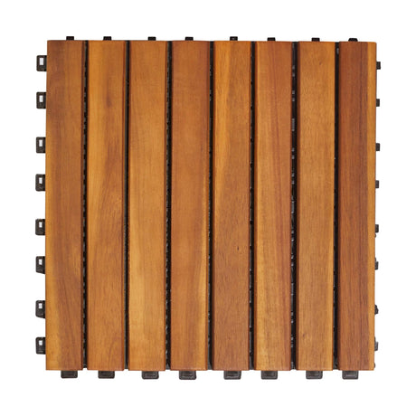 VIFAH V355 8-Slat Acacia Hardwood Interlocking Deck Tile VIFAH