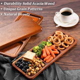 Lorbro Acacia Wood Serving Tray, 14" x 5.5" Wooden Serving Platter, 3 Section Rectangular Wooden Trays for Food, Cheese, Snacks, Fruit, Appetizer, Lorbro