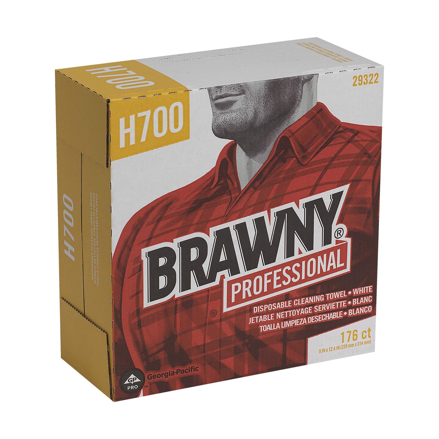 Georgia-Pacific Brawny Professional Heavyweight Disposable Shop Towels, White, 29322, 176 Towels Per Box, 10 Boxes Per Case (1760 Total) Georgia-Pacific